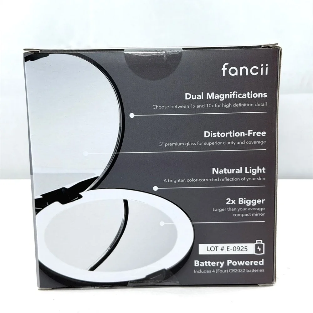 Fancii Mini Lumi LED Magnification Compact Mirror - Black / New in Box